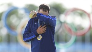 Scottie Scheffler emotion 4 Aug 2024 Andrew Redington Getty Images