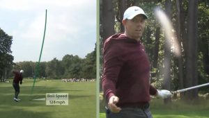 McIlroy’s clubhead flies down fairway