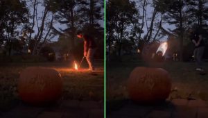 Halloween golf trick shot