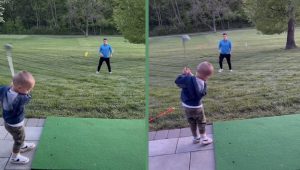 Kid's impressive golf swing